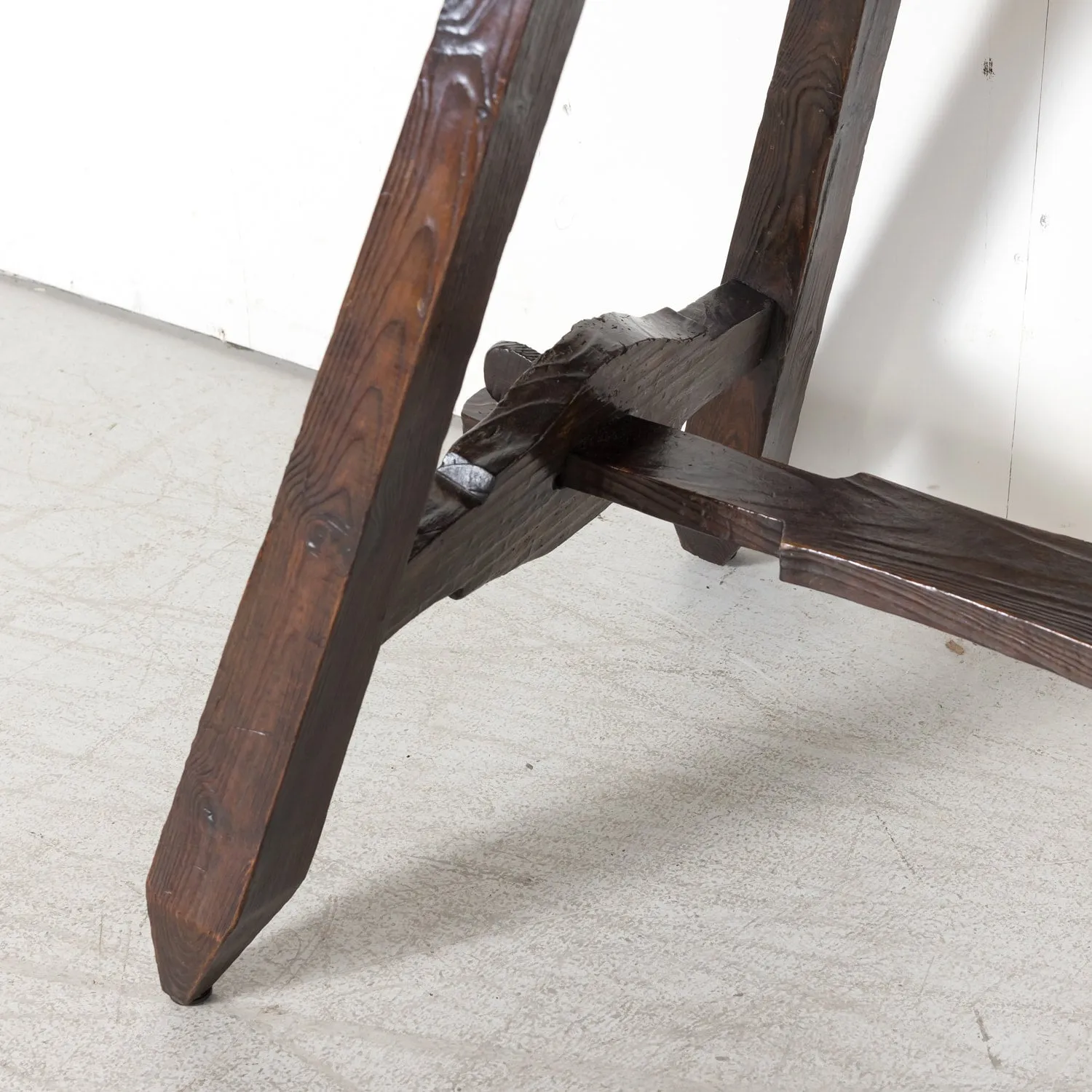 19th Century Spanish Catalan Pine Side Table with Stretcher