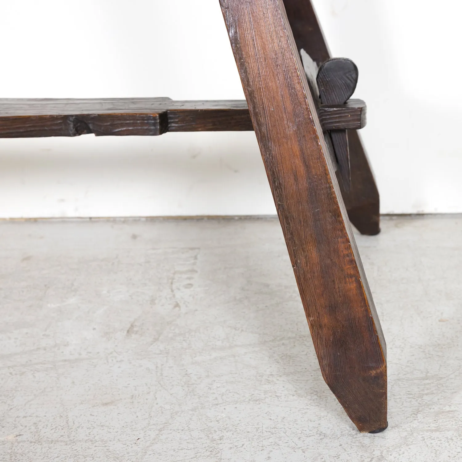 19th Century Spanish Catalan Pine Side Table with Stretcher