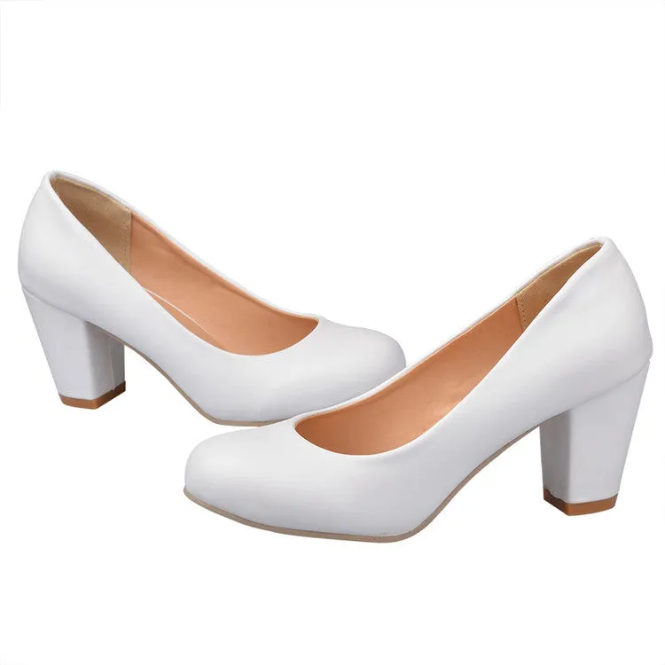 2.76" Chunky Heel Pumps Closed Toe Dress Shoes