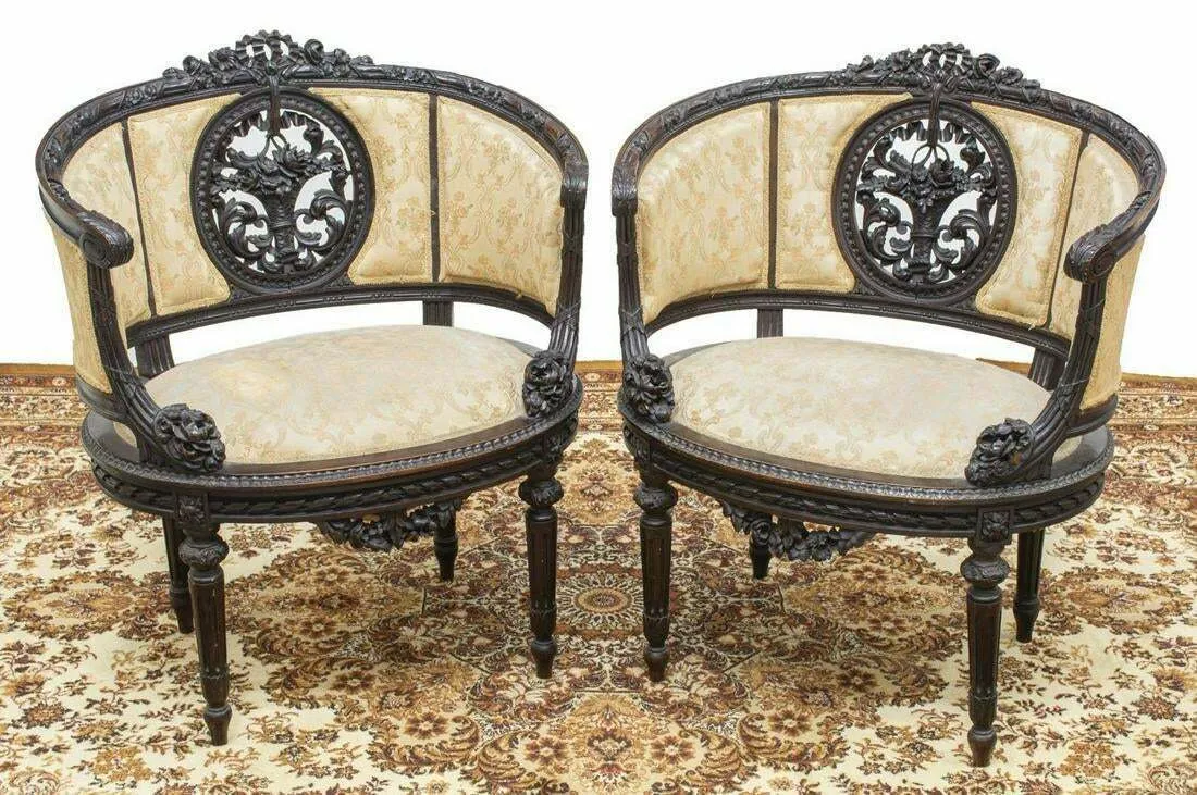 Antique Salon Set, Settee, 6 Chairs, Louis XVI Style, 1800's, Gorgeous Set!!