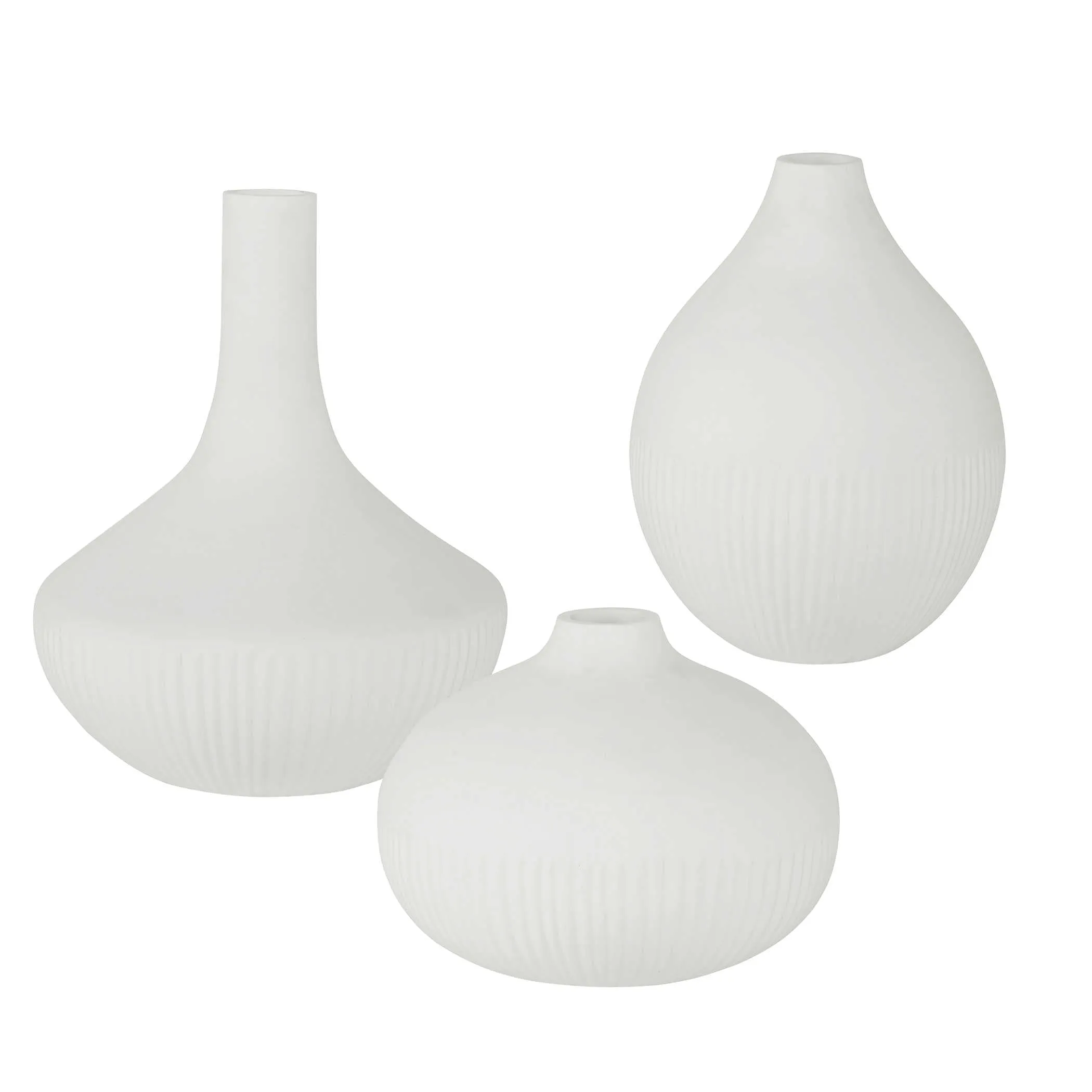 Apothecary Satin White Vases, Set of 3