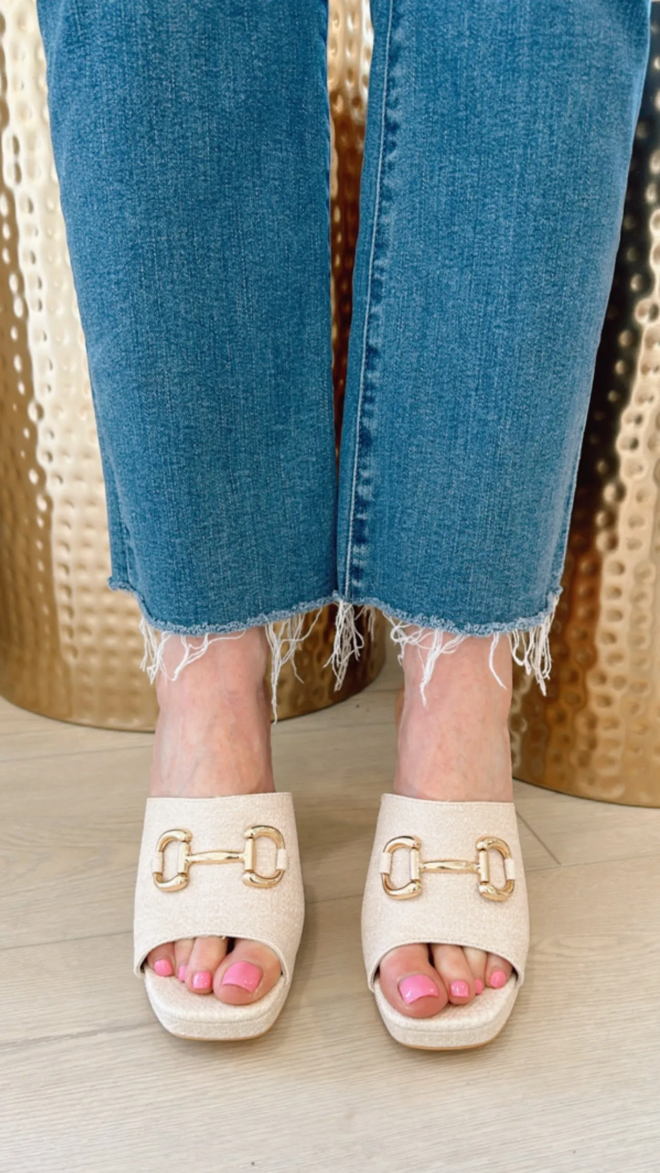 AS SEEN ON WHITNEY RIFE!! The Carrie Block Heel in Natural