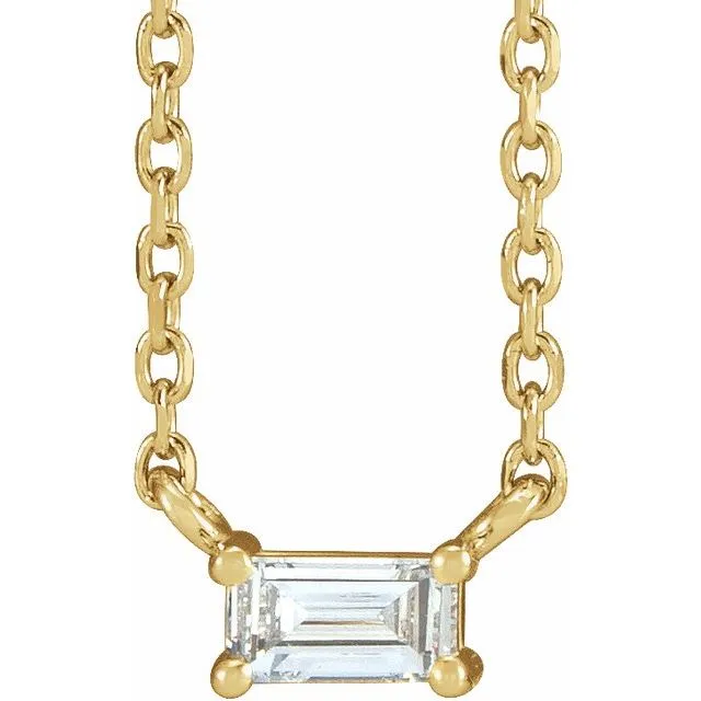 Baguette Solitaire Necklace