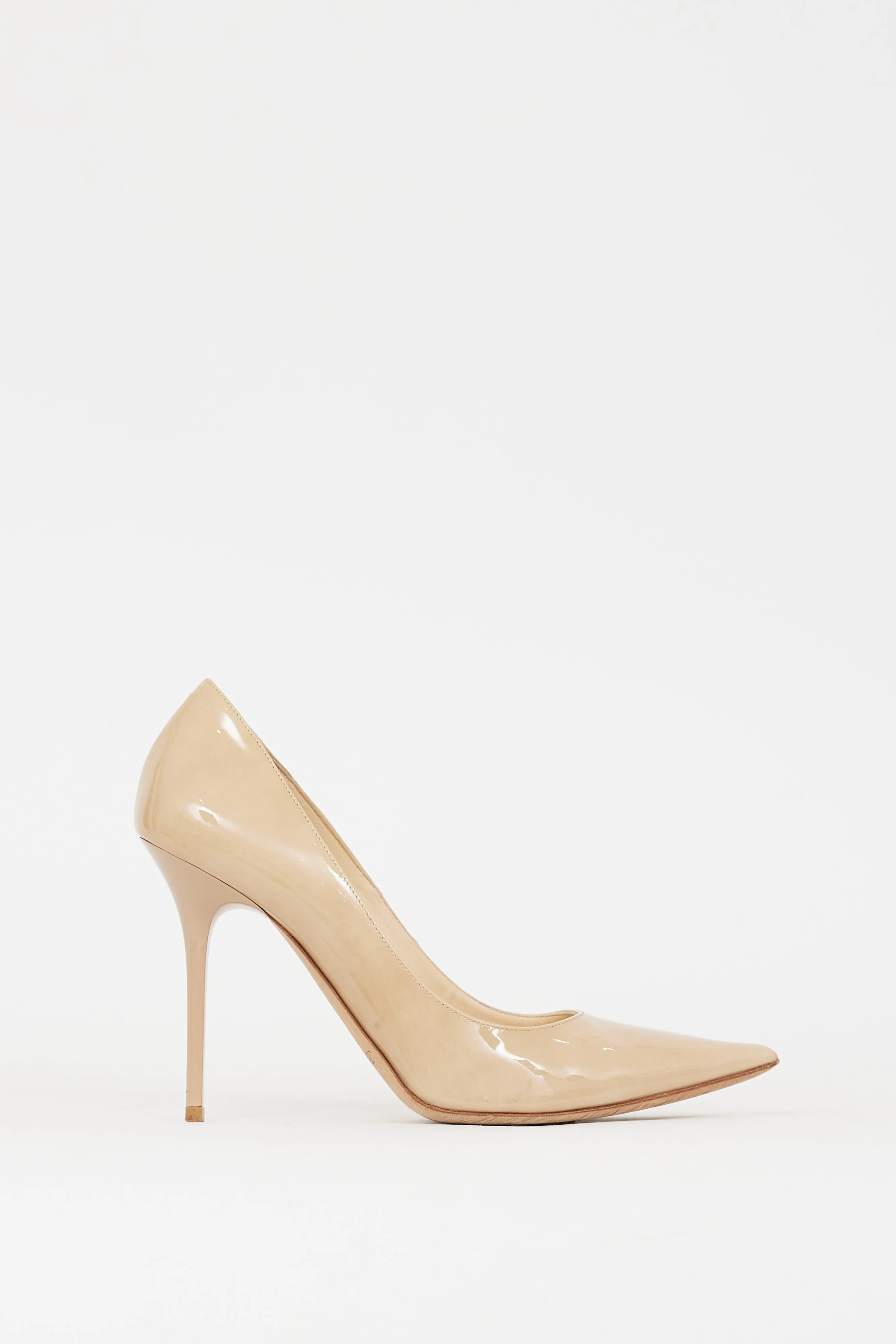 Beige Patent Leather Romy 100 Pump