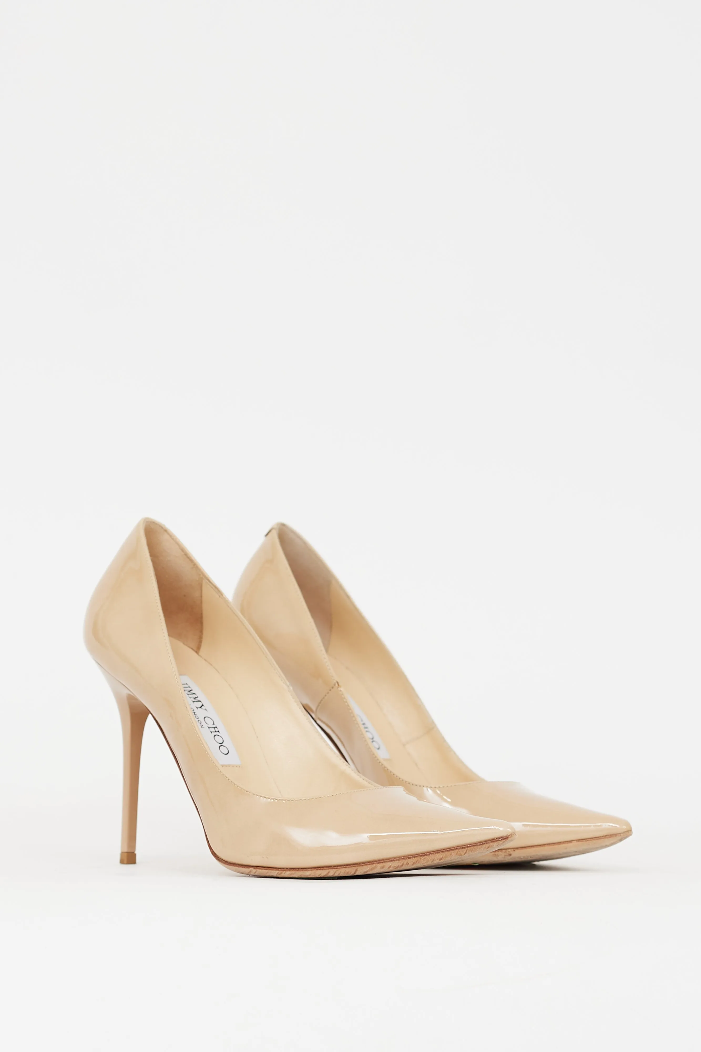 Beige Patent Leather Romy 100 Pump