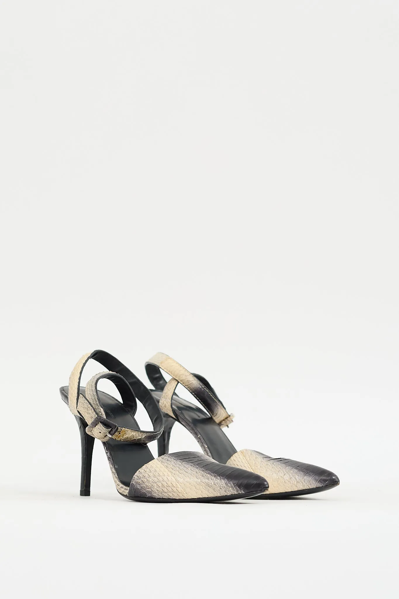 Black & Beige Textured Leather Lovisa Heel