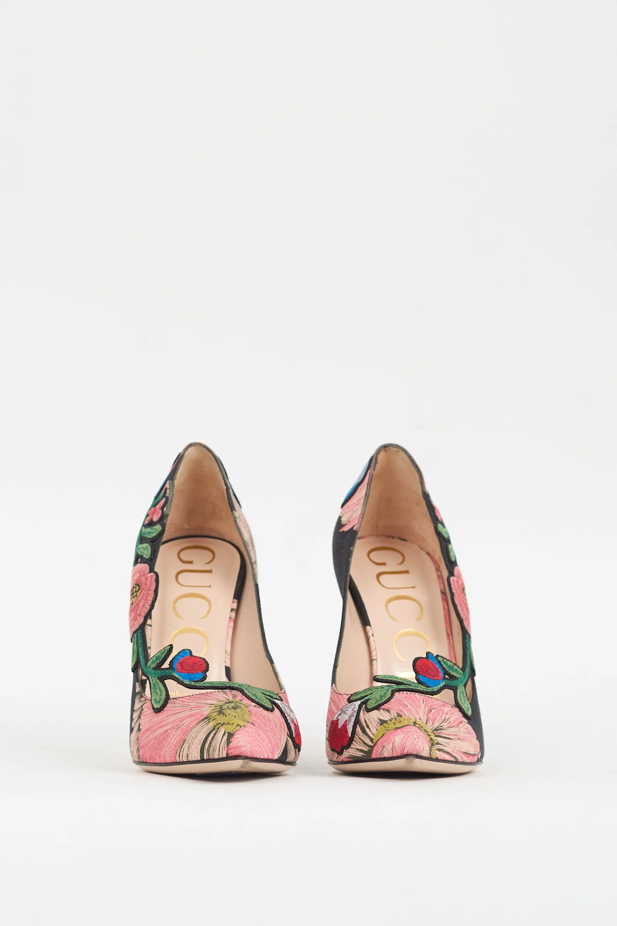 Black & Multicolour Ophelia Floral Embroidered Heel