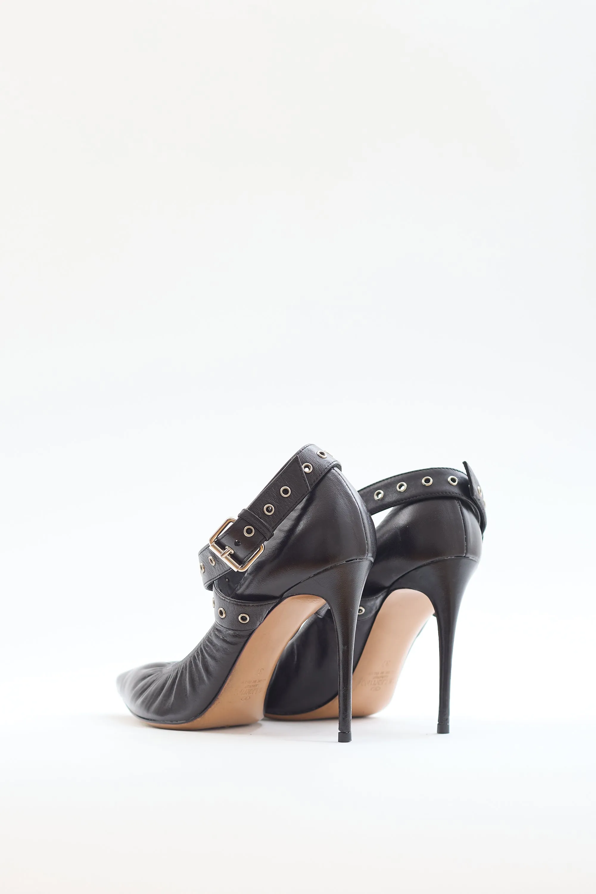 Black Leather Love Latch Pump