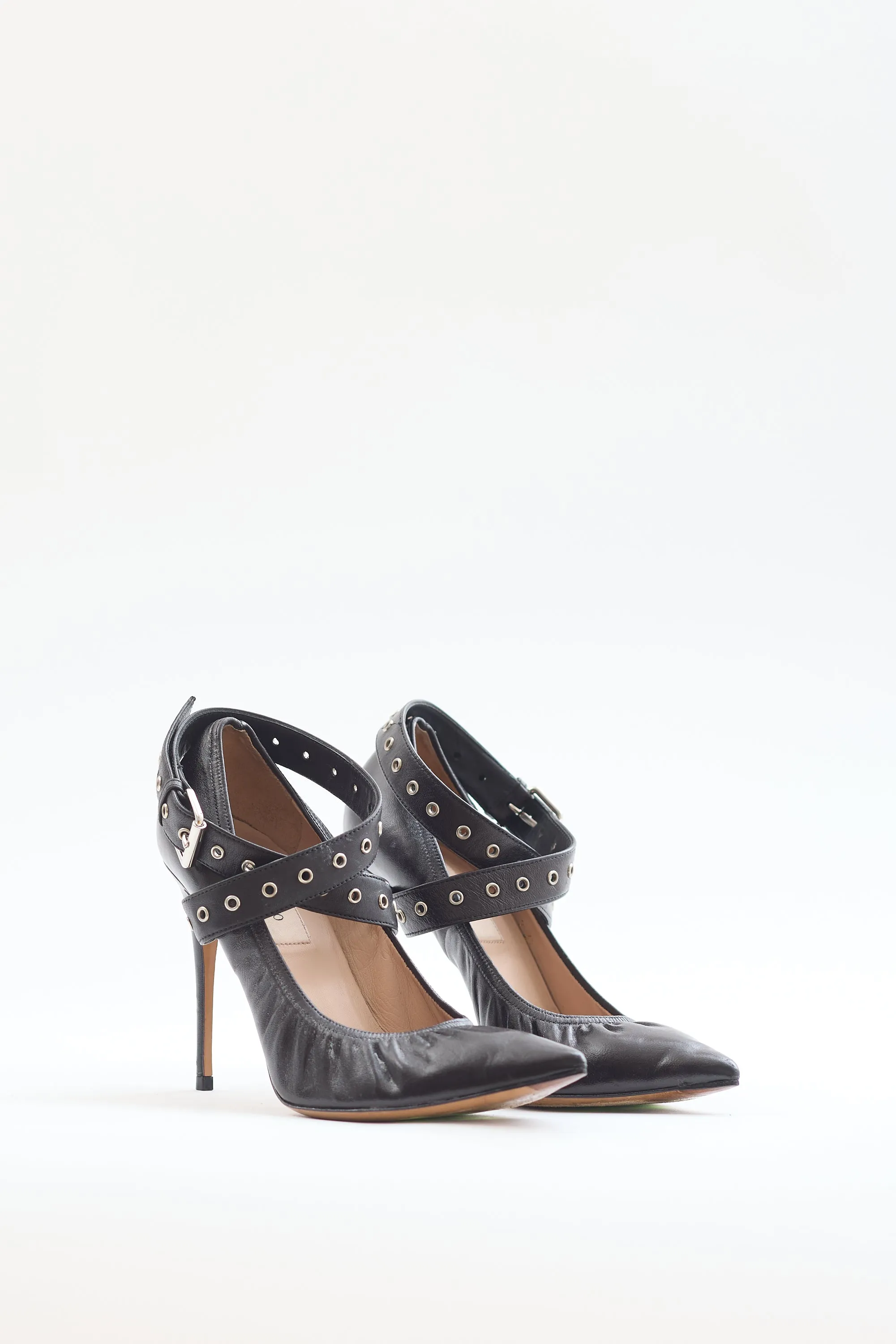 Black Leather Love Latch Pump