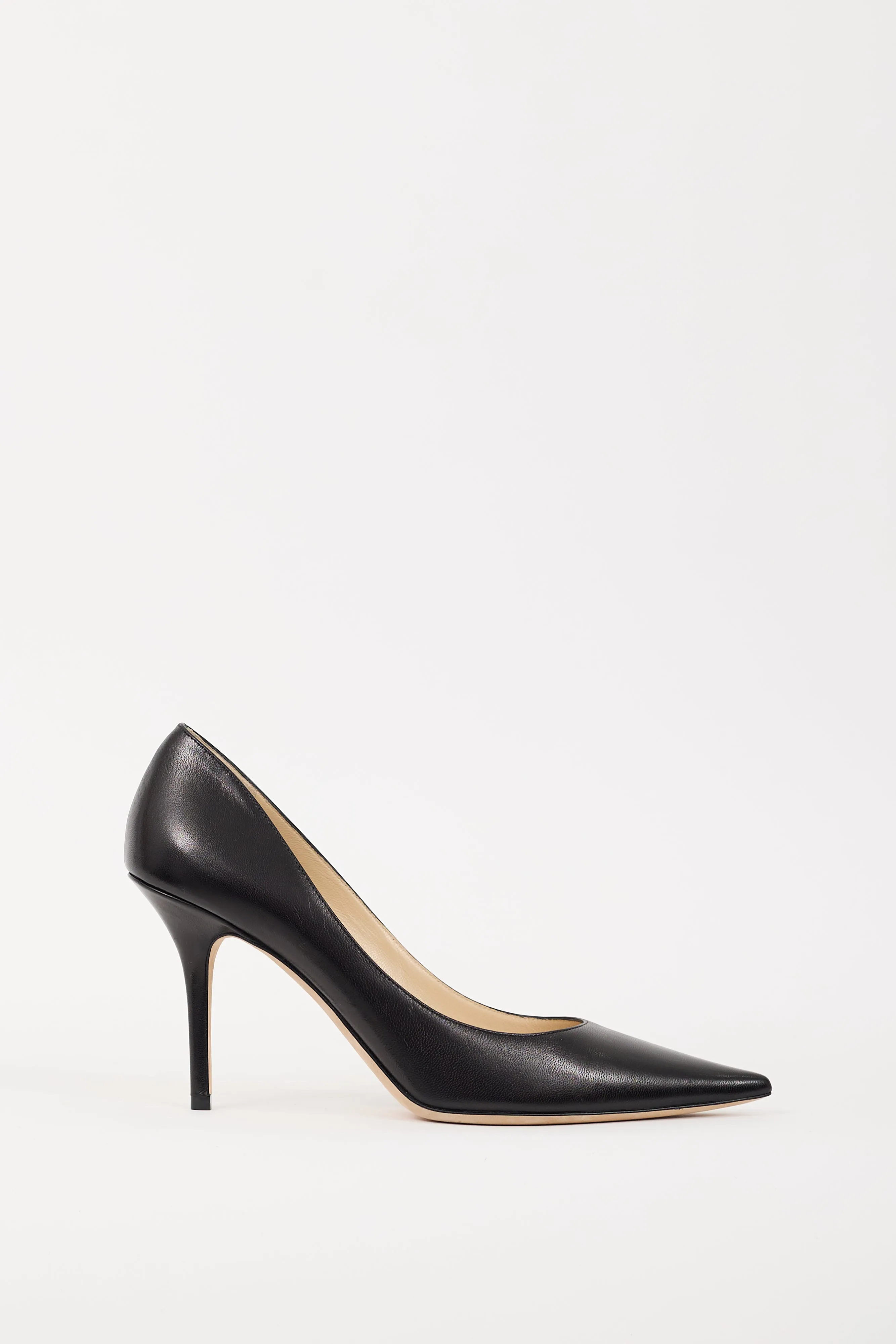 Black Leather Romy 85 Heel