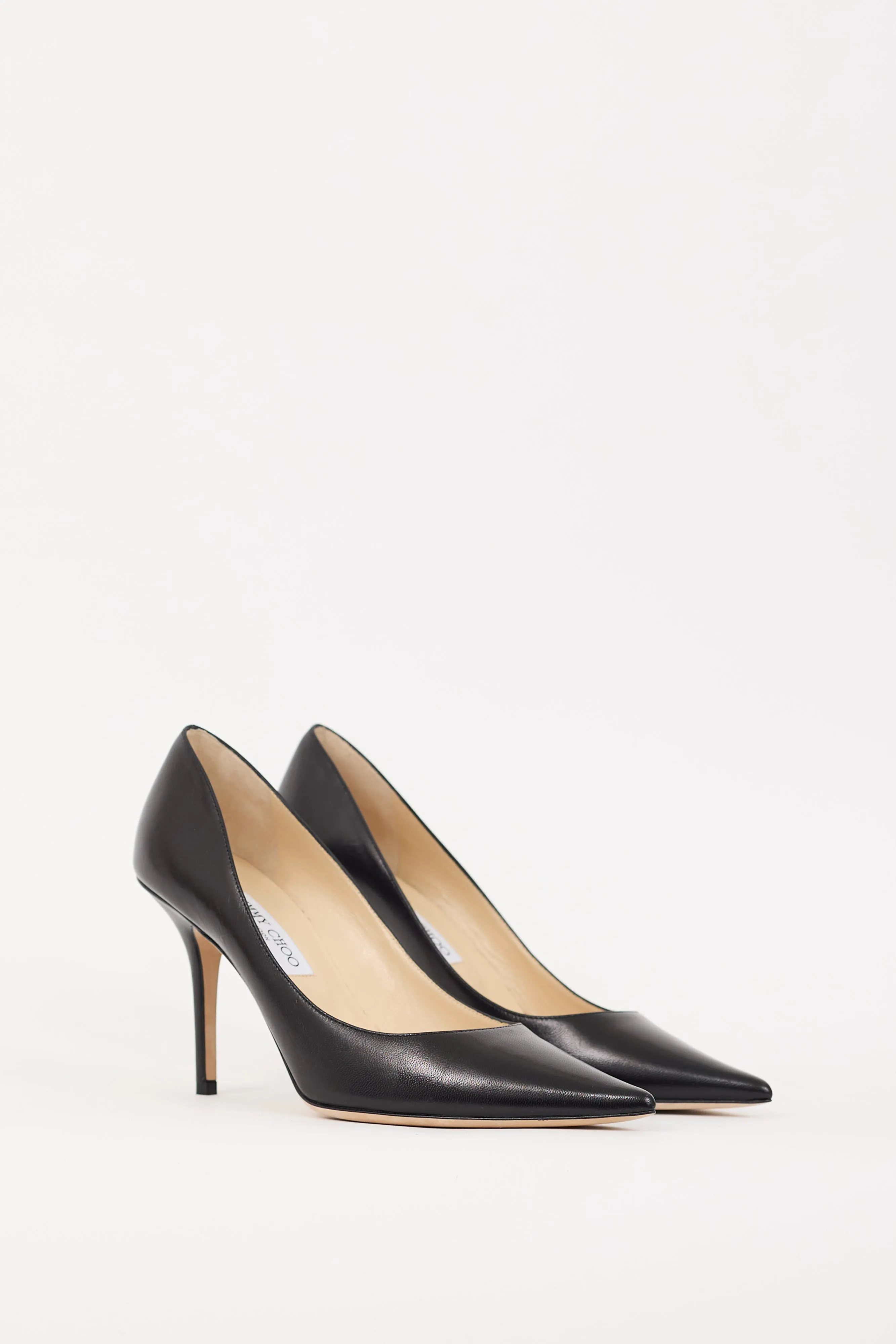 Black Leather Romy 85 Heel