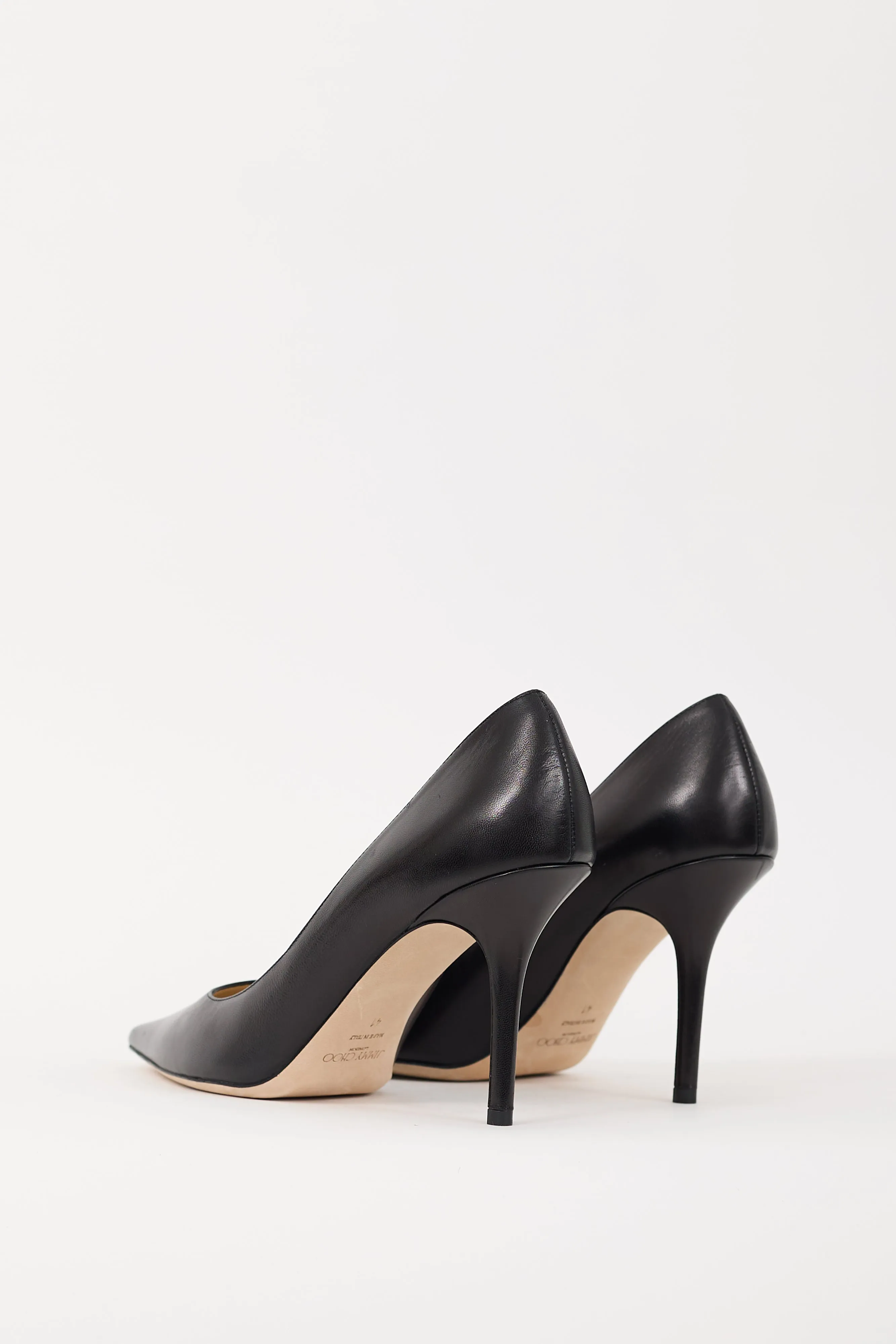 Black Leather Romy 85 Heel