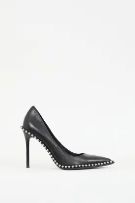 Black Leather Studded Rie Pump