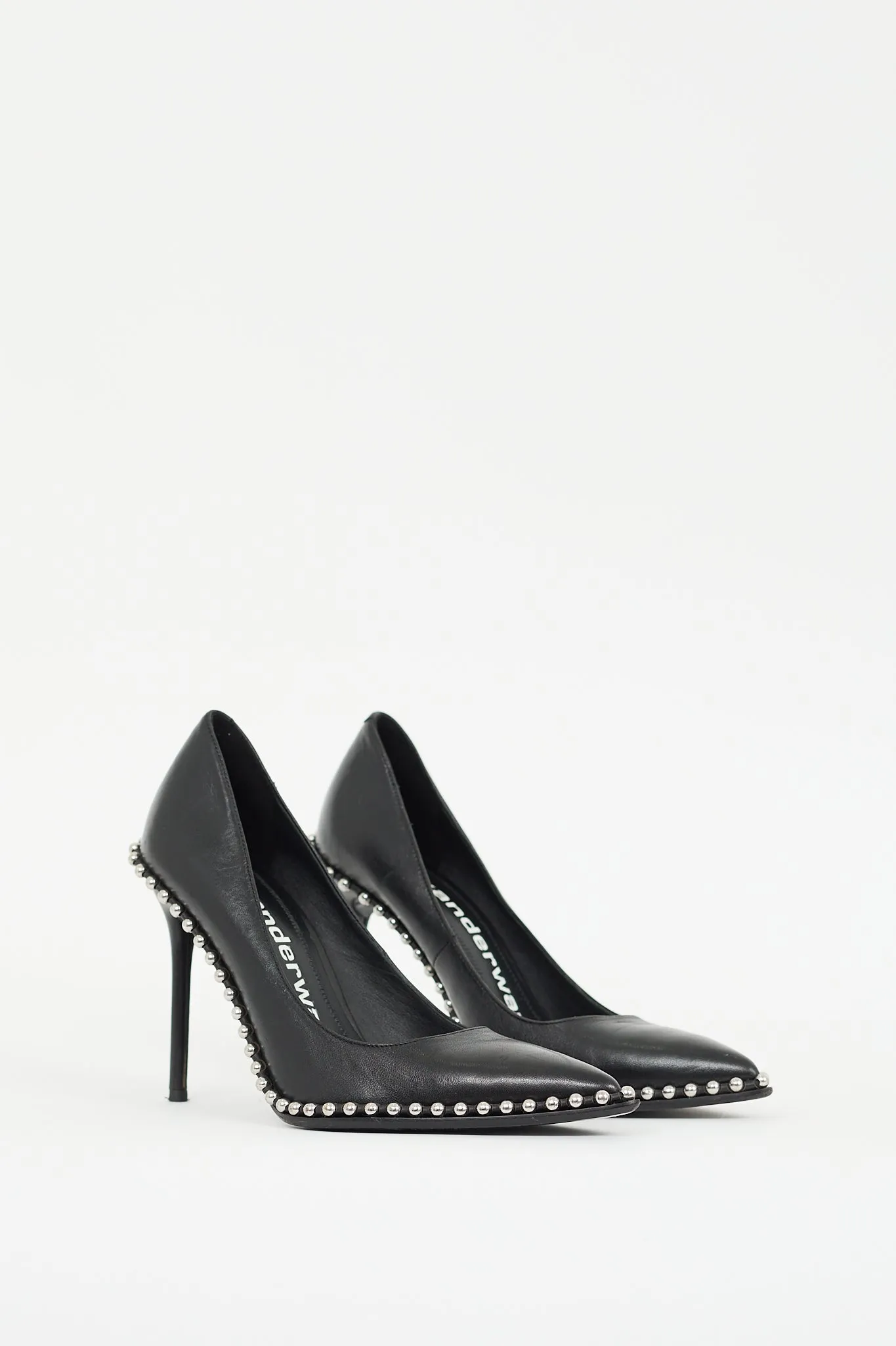 Black Leather Studded Rie Pump