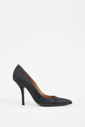 Black Leather Zipper Heel