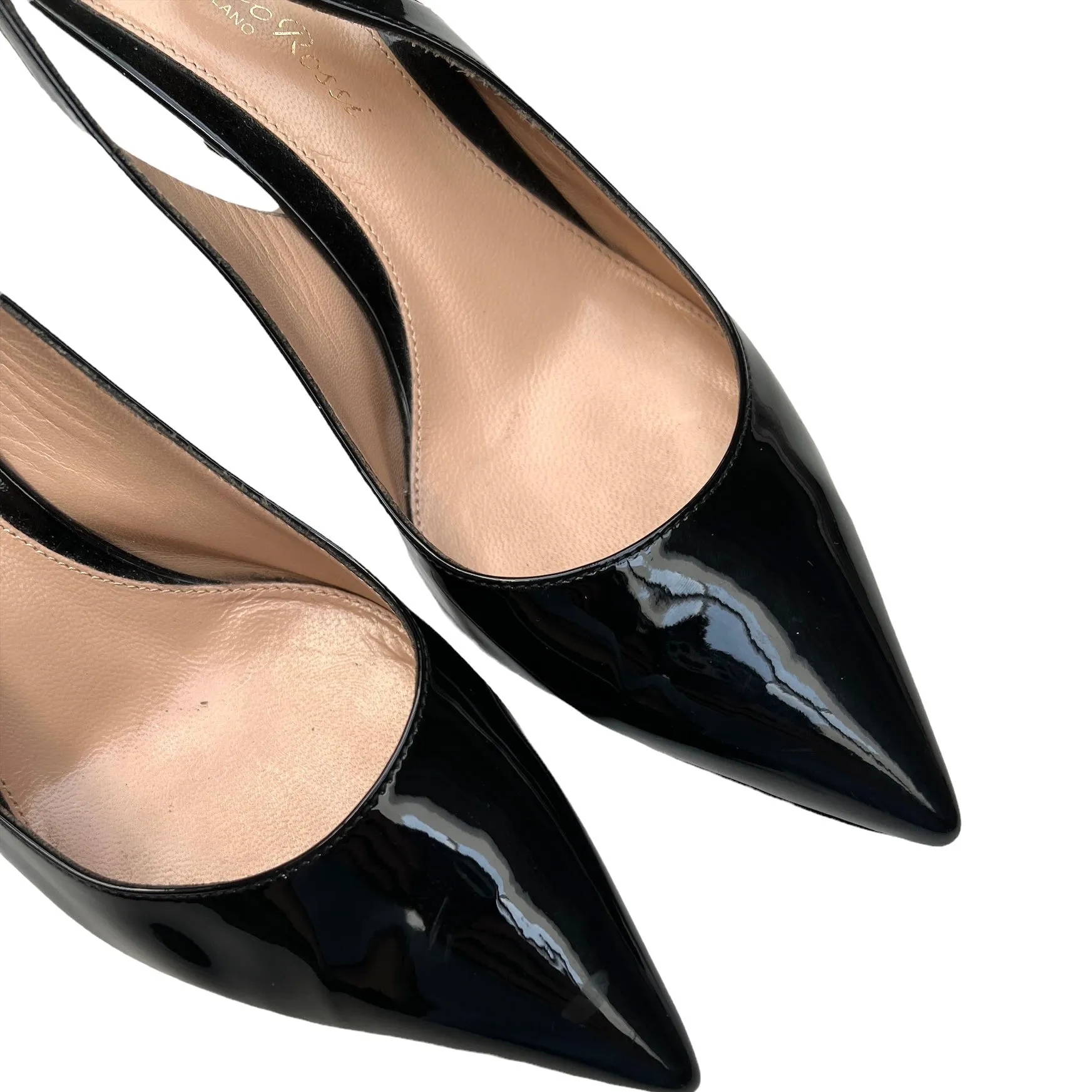 Black Patent Leather Kitten Heels - 5.5