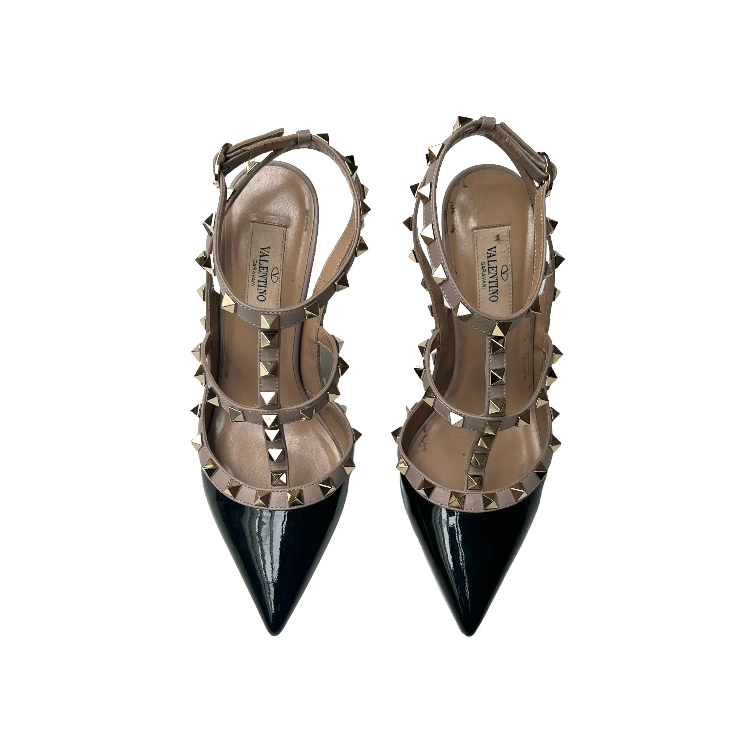 Black Patent Rockstuds Heels - 7