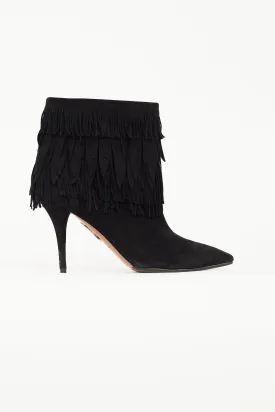 Black Suede Sasha Fringe Boot