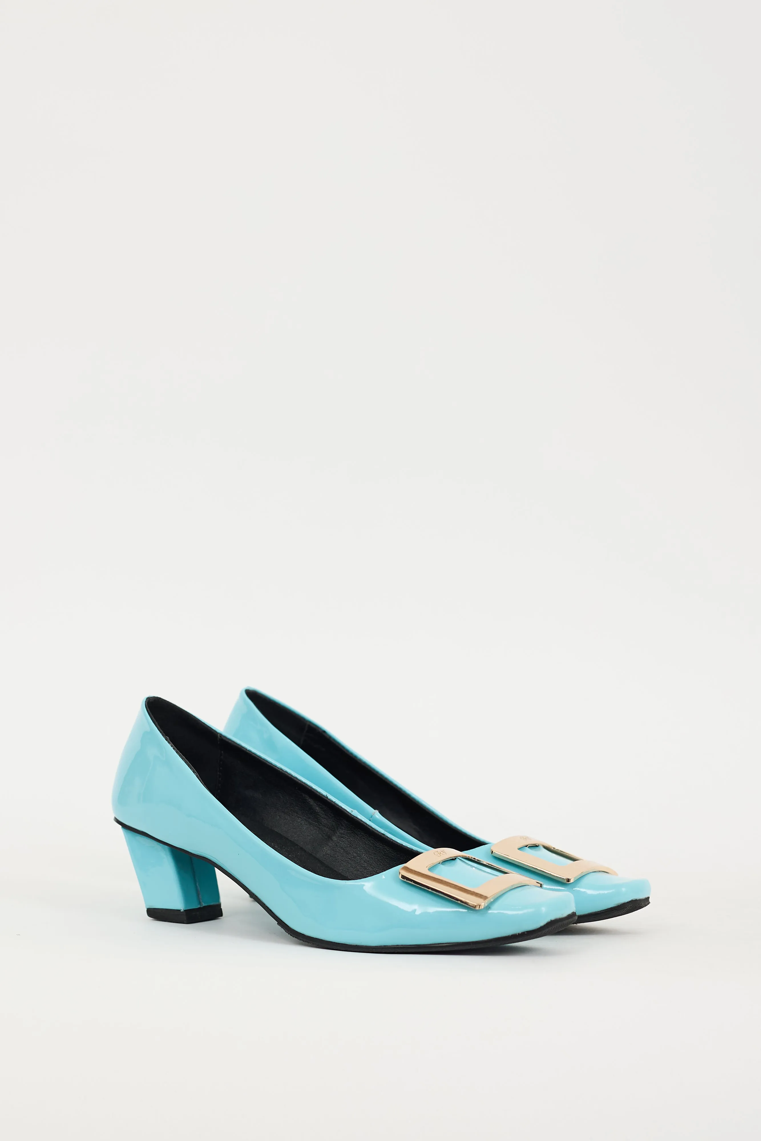 Blue & Gold Patent Leather Belle Vivier Heel