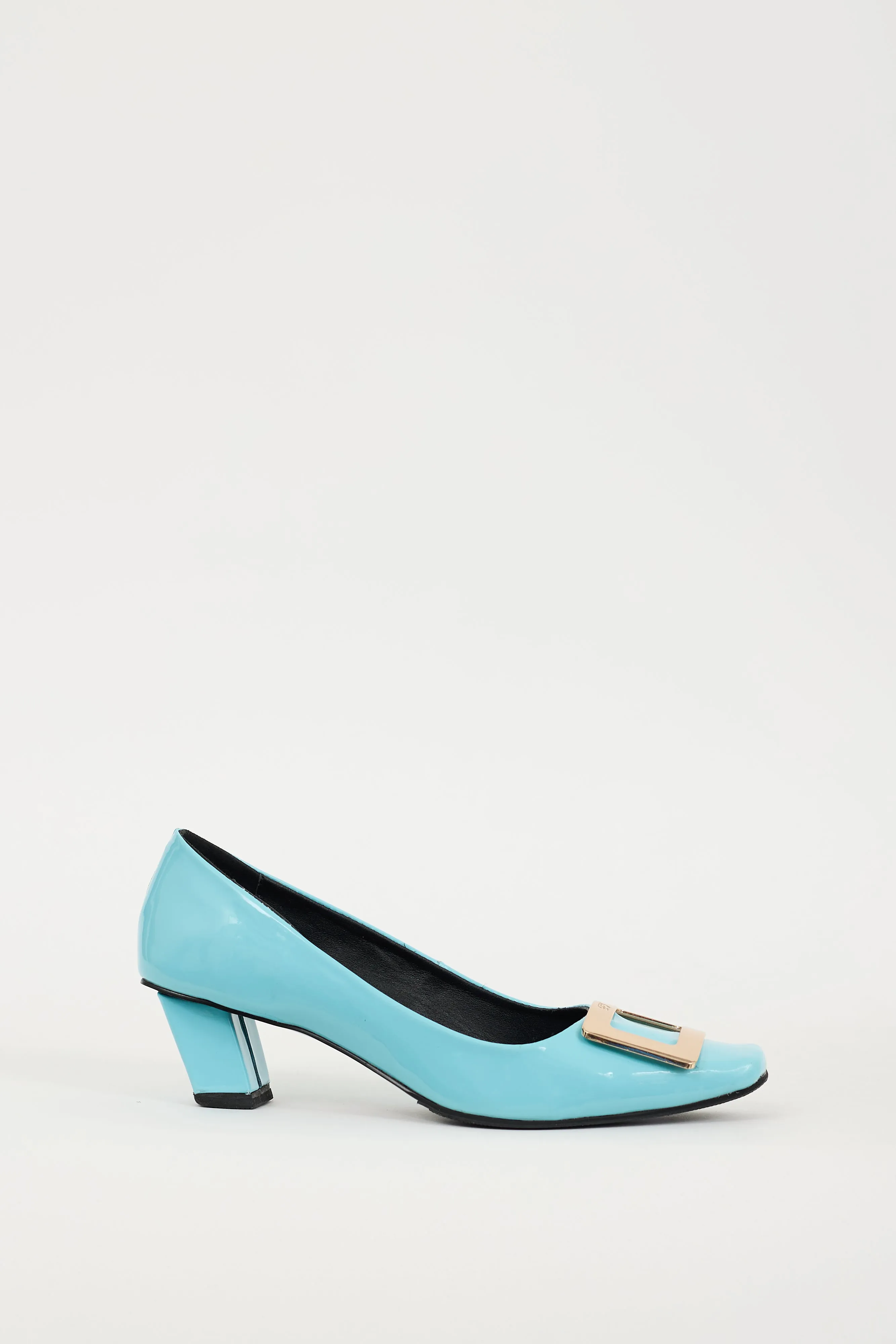 Blue & Gold Patent Leather Belle Vivier Heel