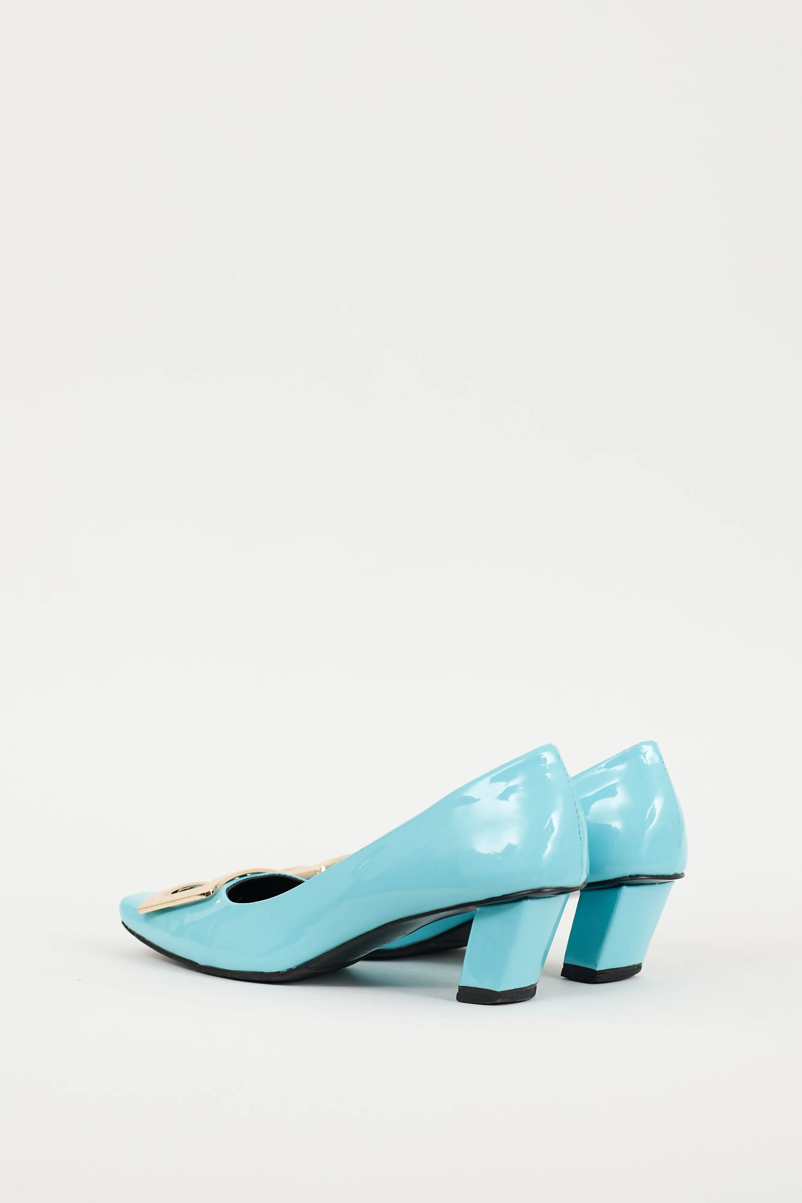 Blue & Gold Patent Leather Belle Vivier Heel