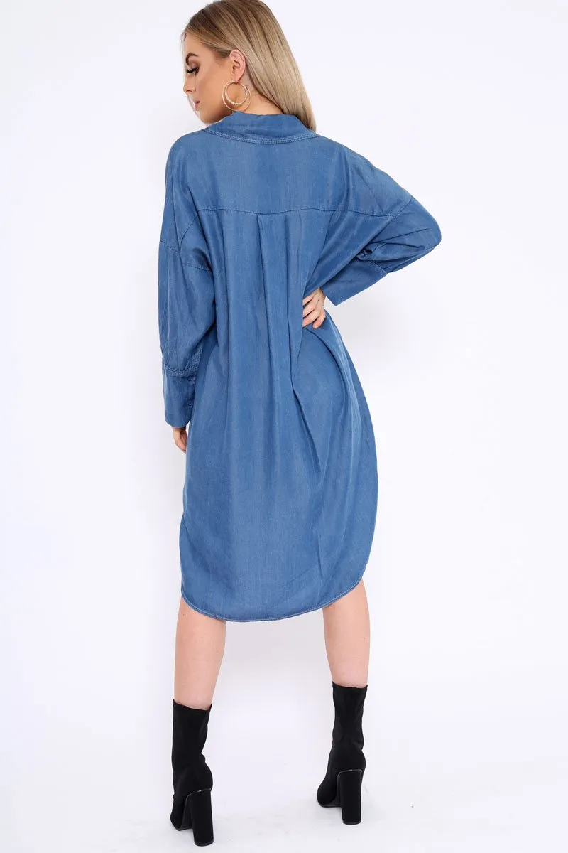 Blue Denim Oversized Shirt Dress - Stormi