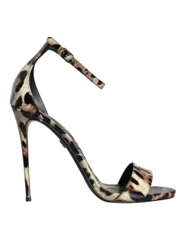 Brown Leopard KEIRA Ankle Strap Sandals Shoes