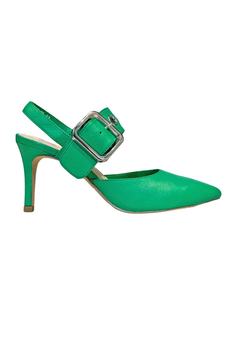 Brylie Leather Heels in Emerald | FINAL SALE