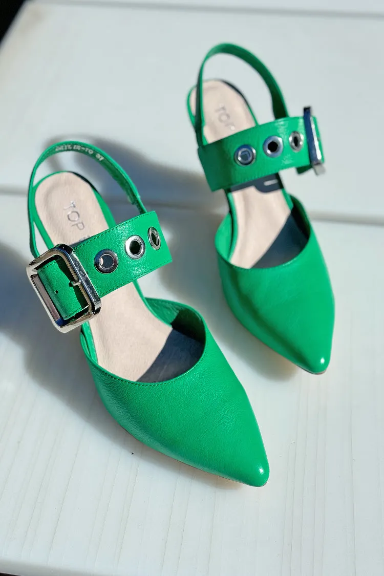 Brylie Leather Heels in Emerald | FINAL SALE