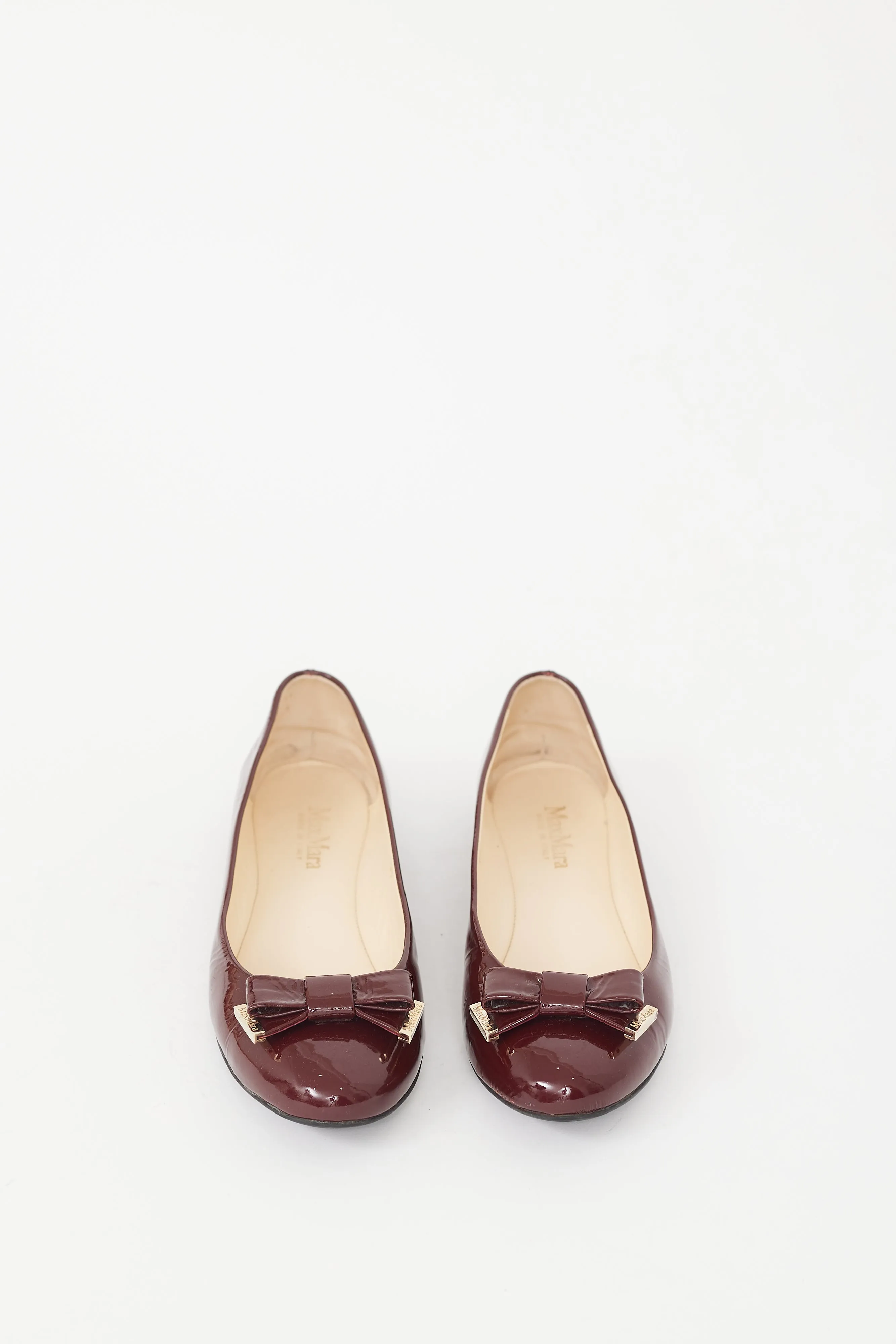 Burgundy Patent Leather Bow Ballet Flat