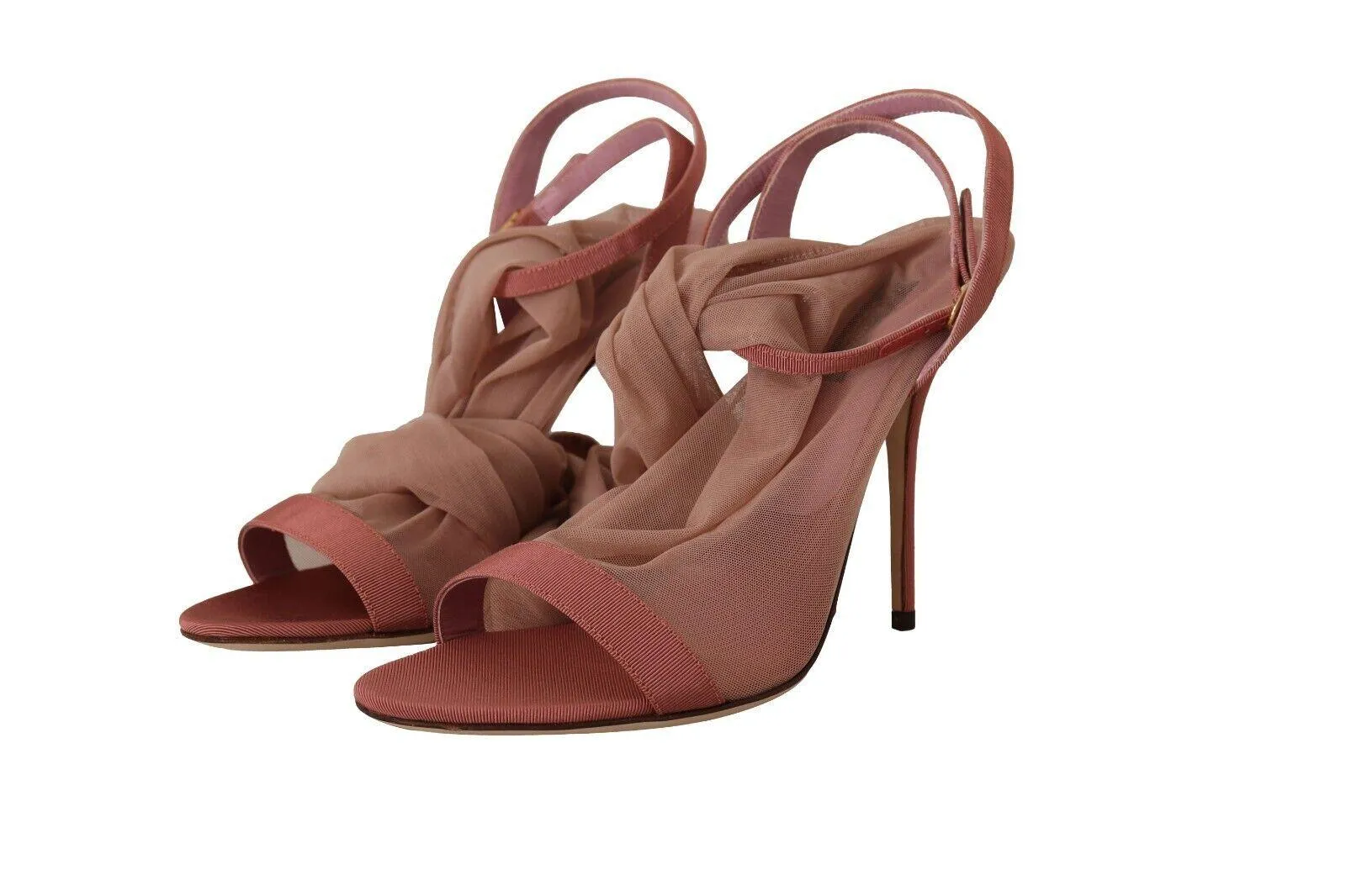 Dolce & Gabbana Pink Tulle Stretch Ankle Strap Sandals Shoes