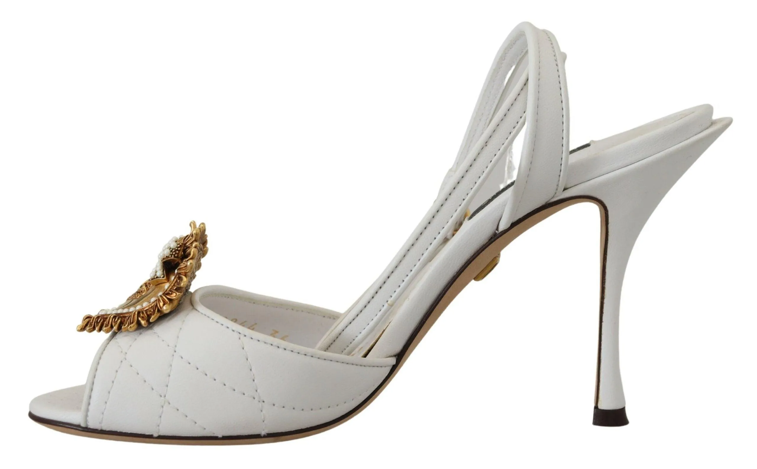 Dolce & Gabbana White Devotion Embellished Sandals Shoes