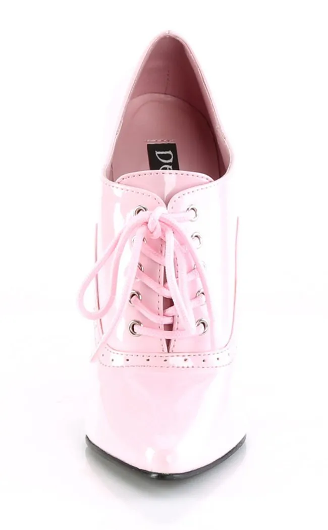 DOMINA-460 Baby Pink Patent Lace-Up Heel