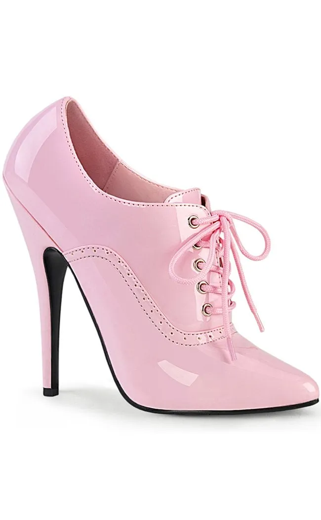 DOMINA-460 Baby Pink Patent Lace-Up Heel