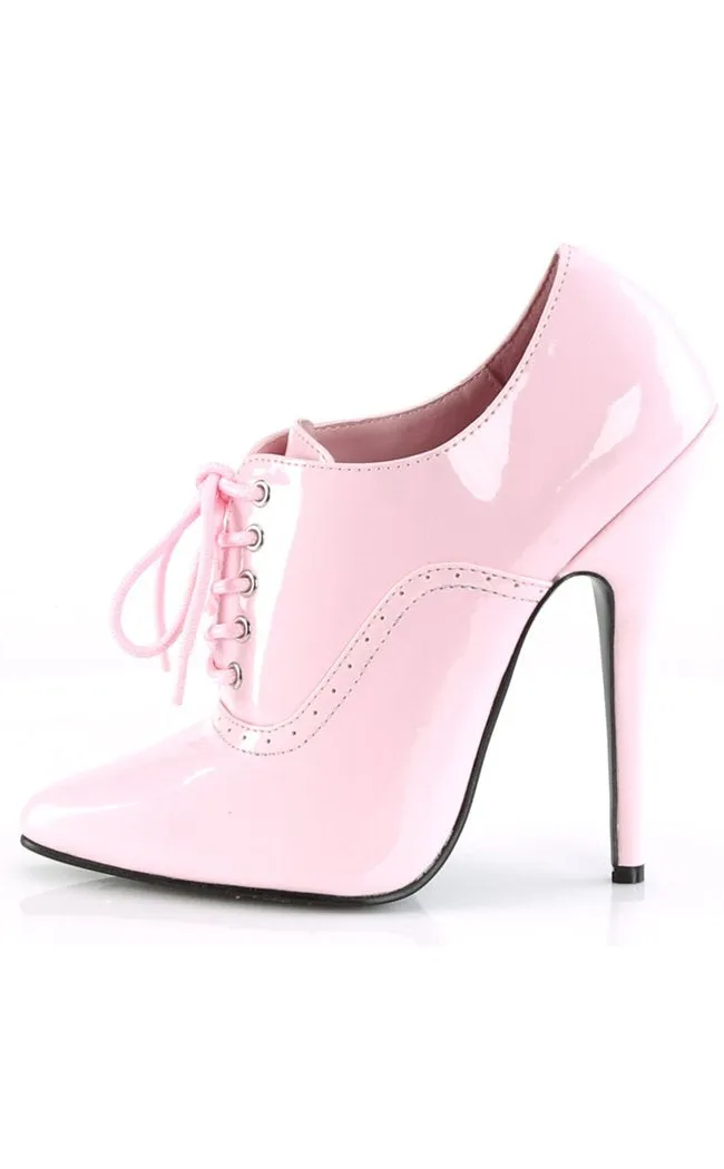 DOMINA-460 Baby Pink Patent Lace-Up Heel