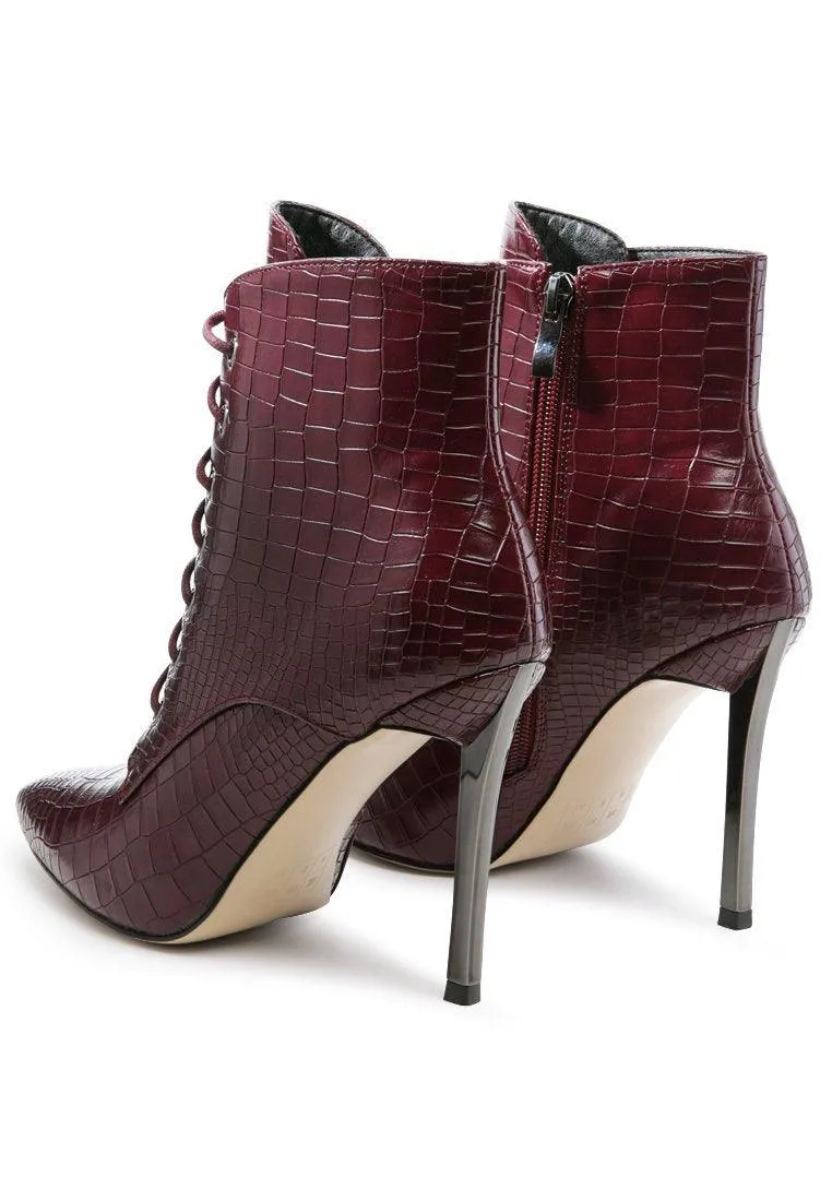 Escala Croc Stiletto Ankle Boots