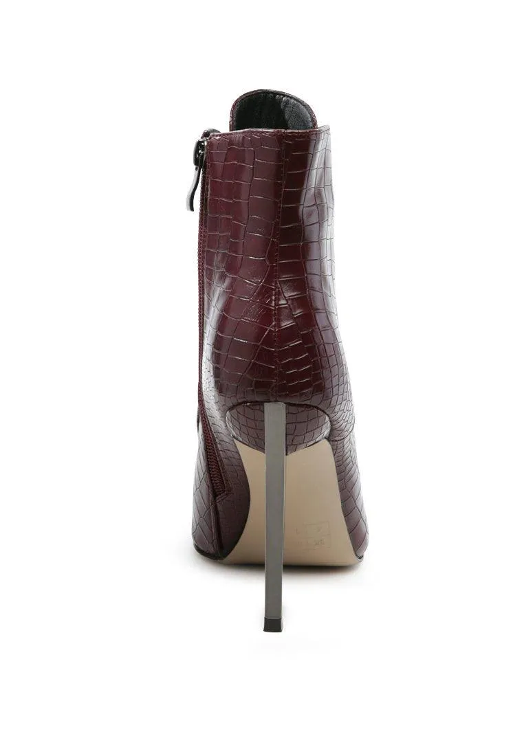 Escala Croc Stiletto Ankle Boots