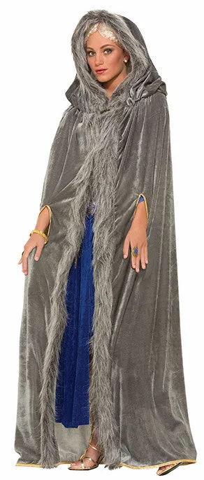 Faux Fur Trimmed Cape Grey Female