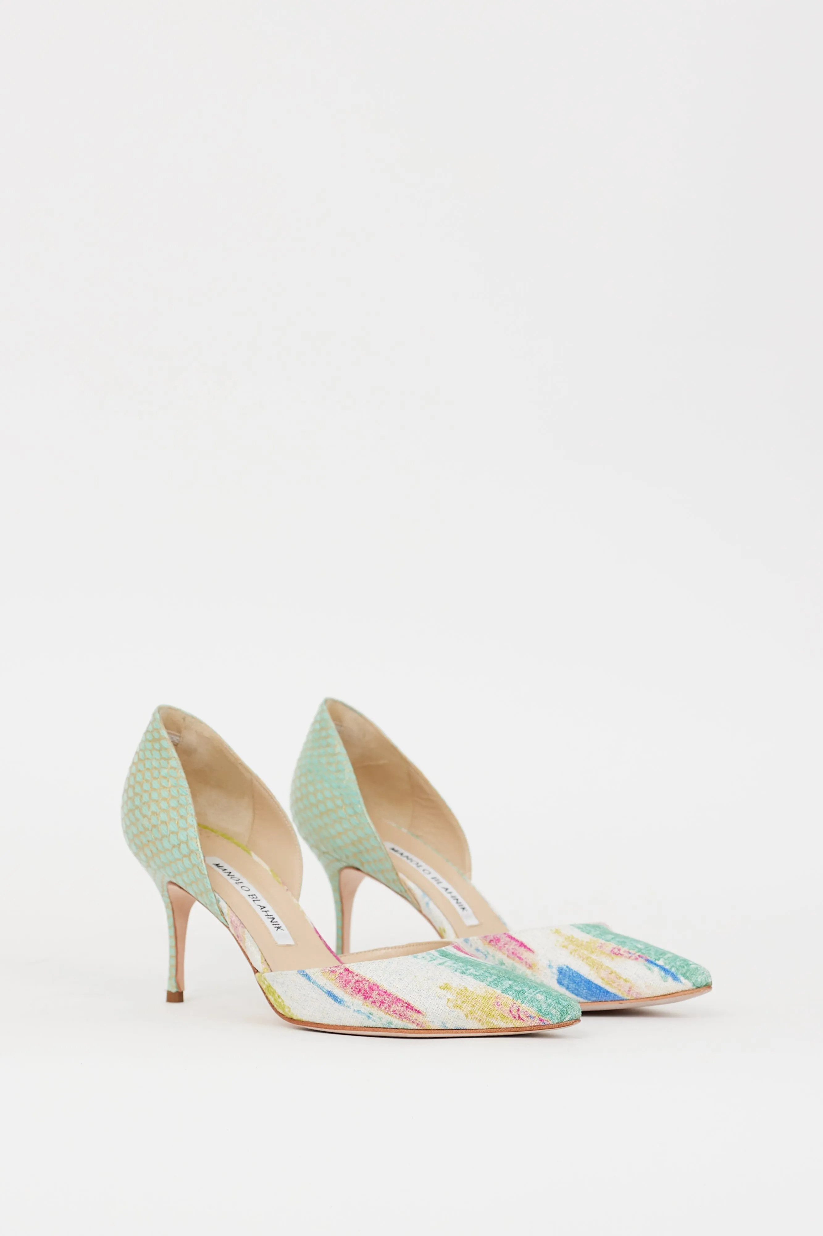 Green & Multicolour Printed D'Orsay Heel