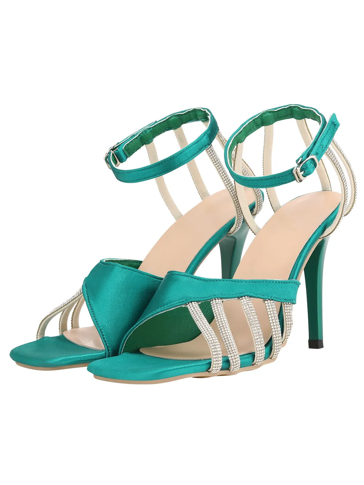 Green Buckle Fish Mouth High Heel Shoes