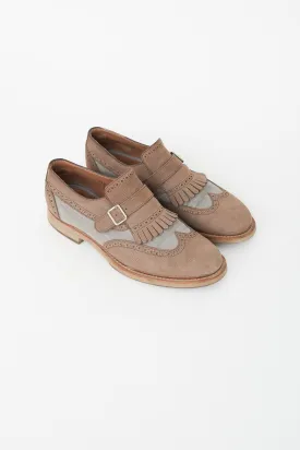 Grey & Brown Fringe Loafer