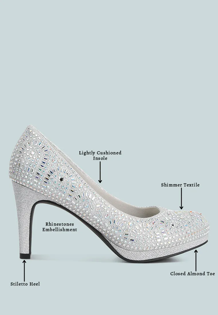 Jolly Exquisite Rhinestone-Embellished Stiletto Pumps