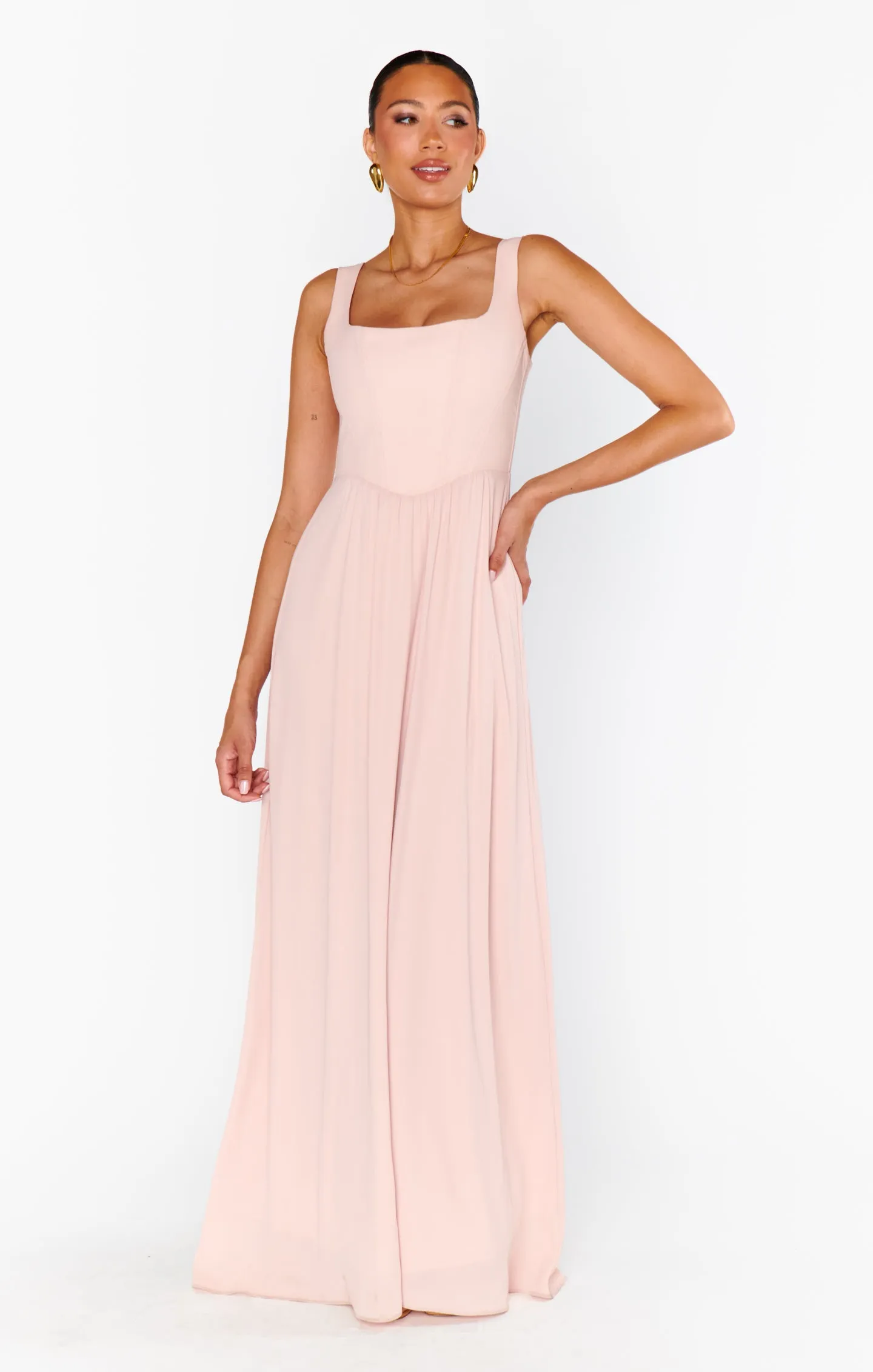 Nina Maxi Dress ~ Dusty Blush Crisp