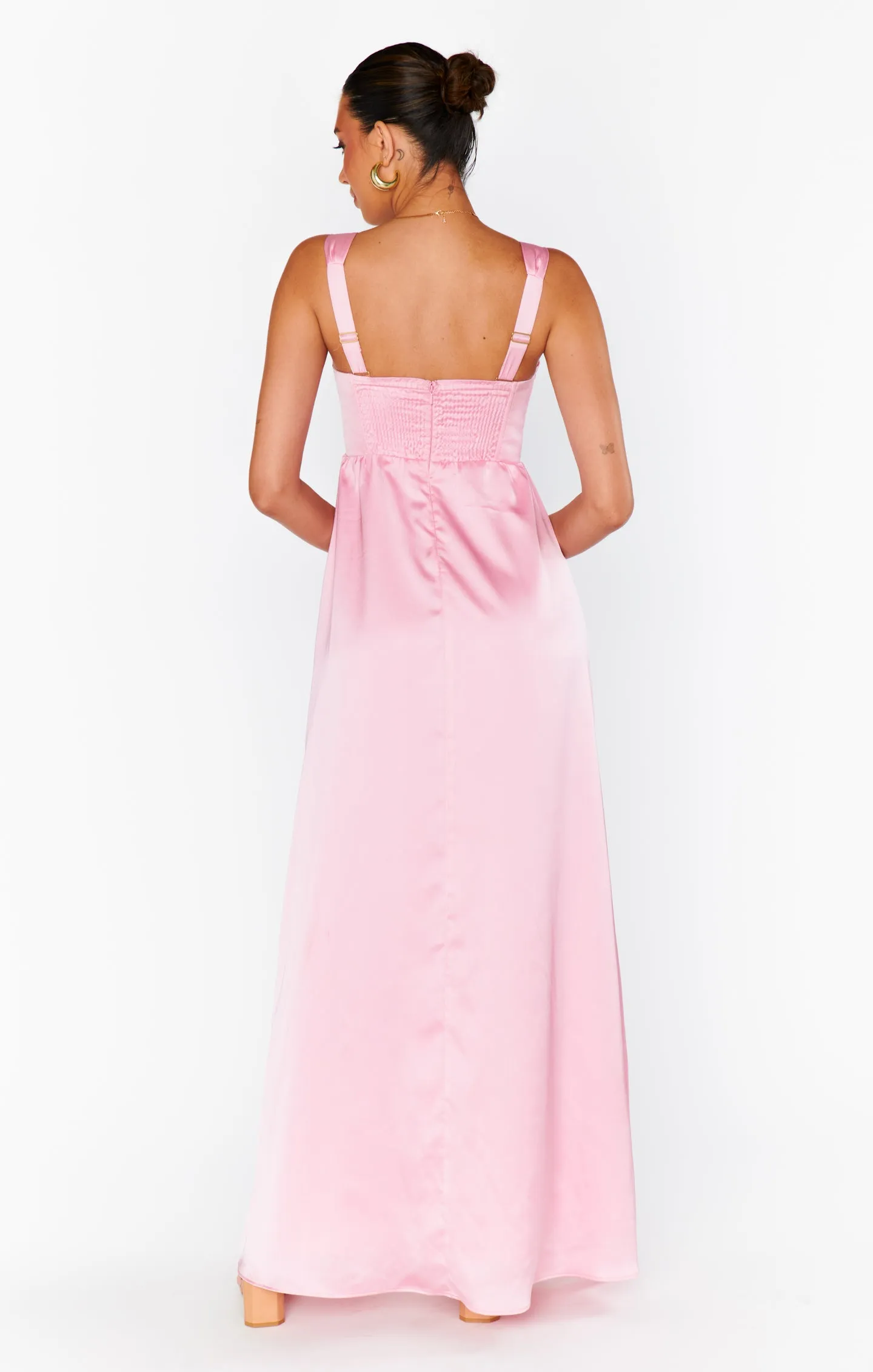 Nina Maxi Dress ~ Light Pink Luxe Satin