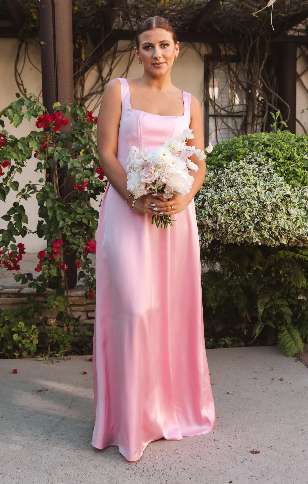 Nina Maxi Dress ~ Light Pink Luxe Satin