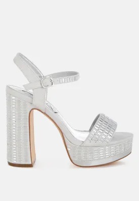 Ortage Rhinestones Embellished High Block Heels