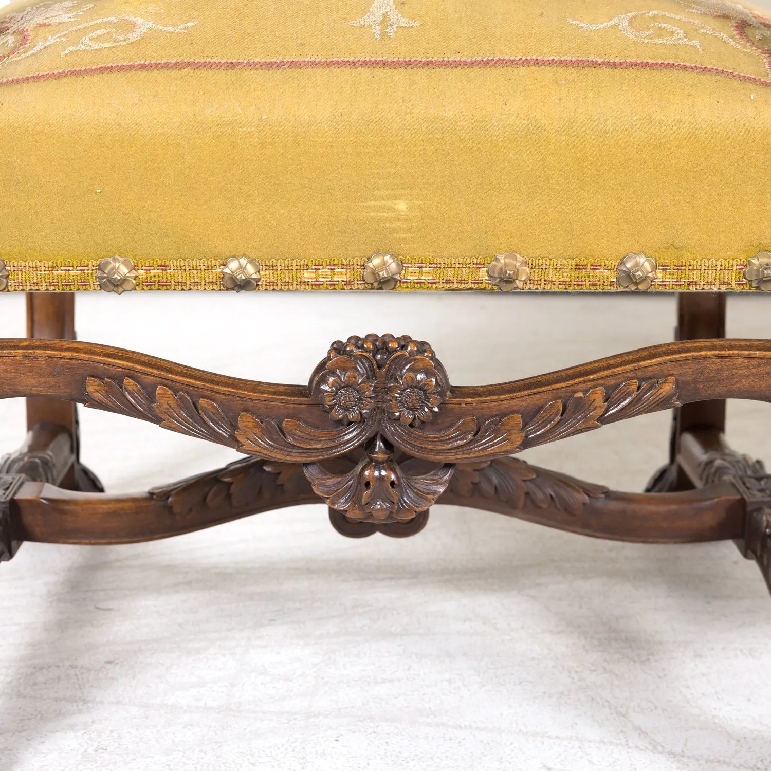 Pair of Early 19th Century French Louis XIV Style Carved Walnut Fauteuils or Armchairs