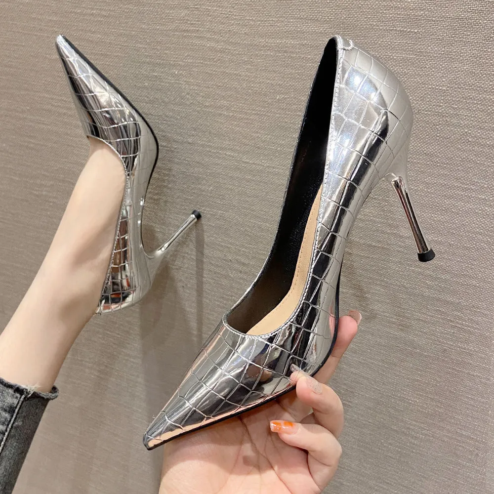 Patent Leather High Heels French Pointed Toe