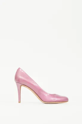 Pink Patent Leather Glitter Heel