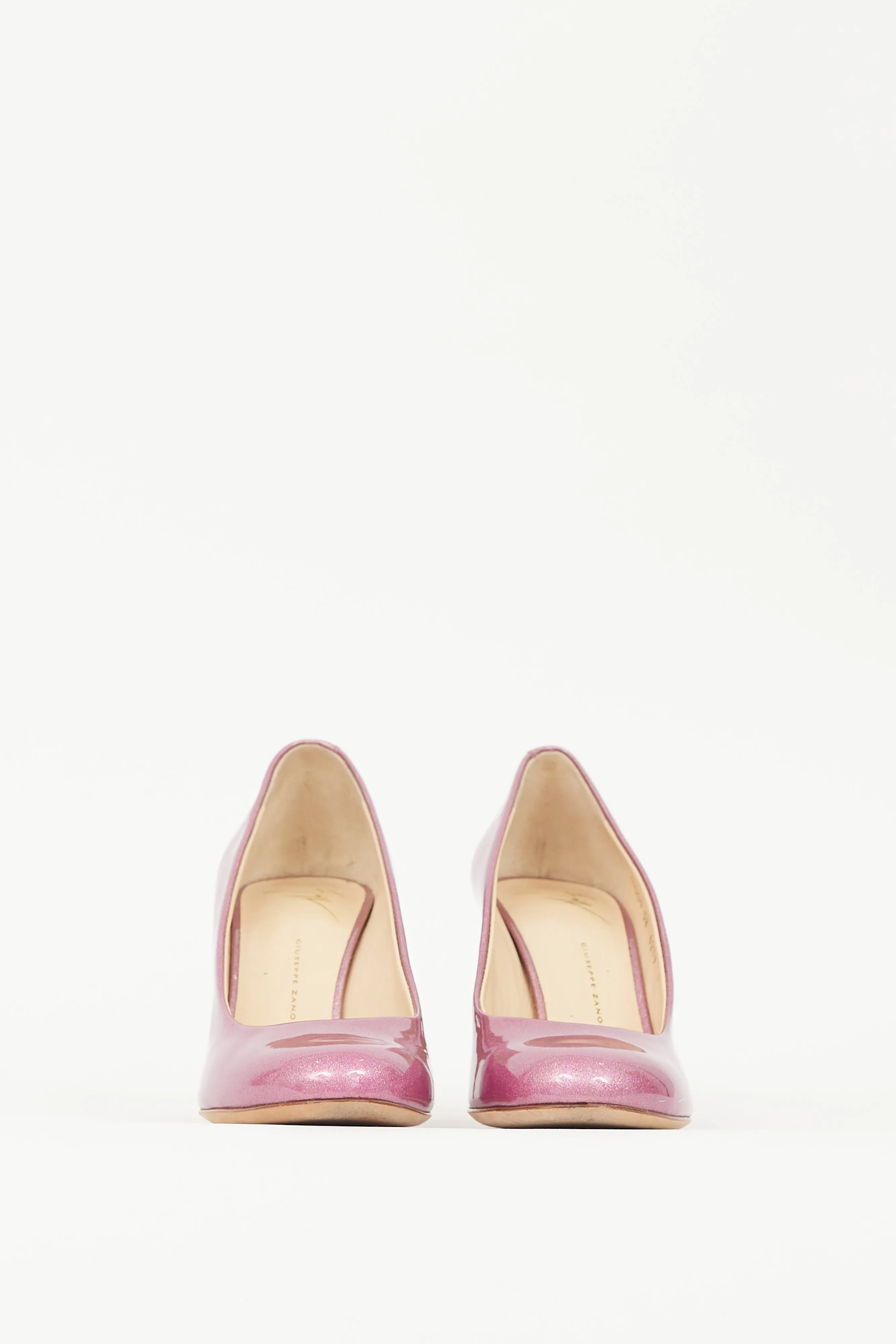 Pink Patent Leather Glitter Heel